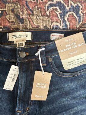 Madewell Men’s Selvedge Denim 1991 Straight Leg Jeans in Dark Indigo Wash